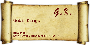 Gubi Kinga névjegykártya